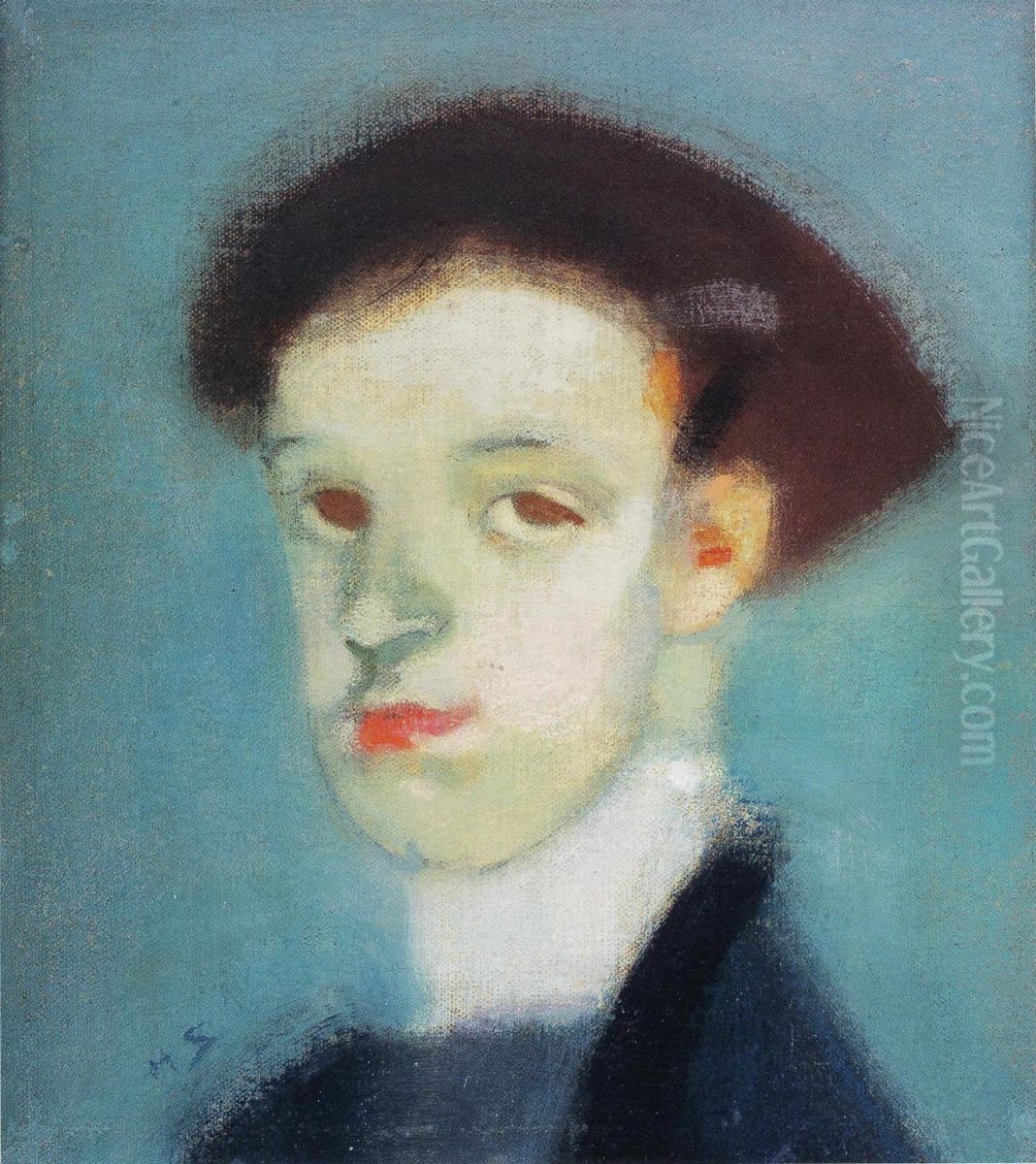 Laulajatar, vihrea Oil Painting by Helene Schjerfbeck