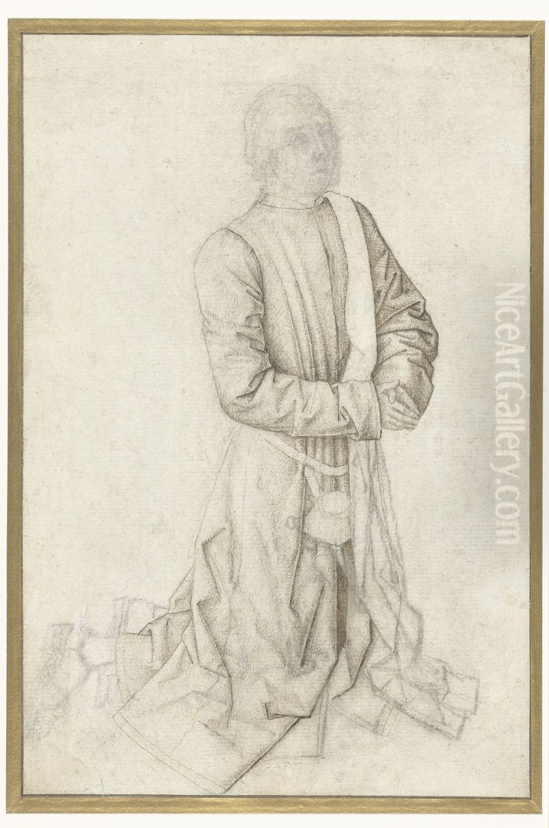 Study of a kneeling man, probably a donor Oil Painting by Dieric Bouts