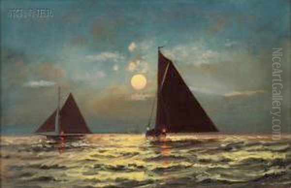 sailing by moonlight Oil Painting by Charles S. Dorion
