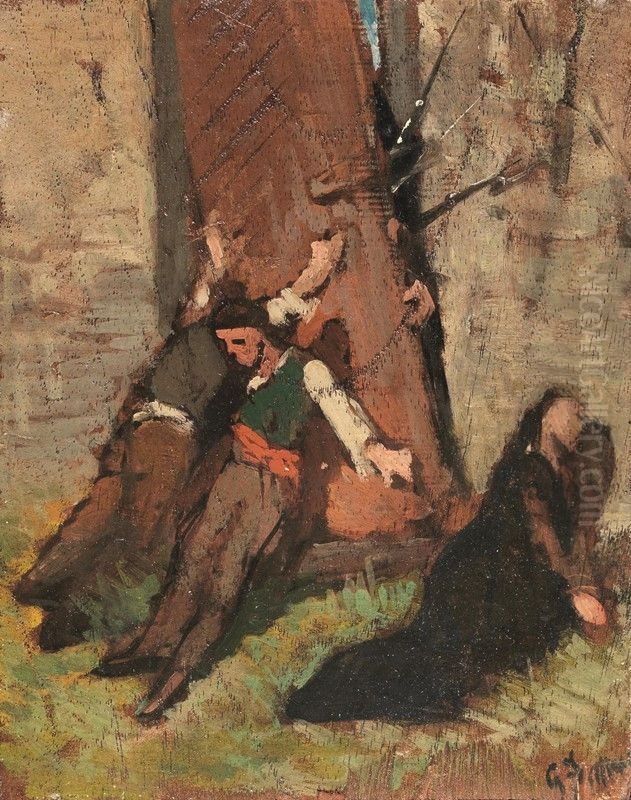 Congiura di patrioti Toscani Oil Painting by Giovanni Fattori