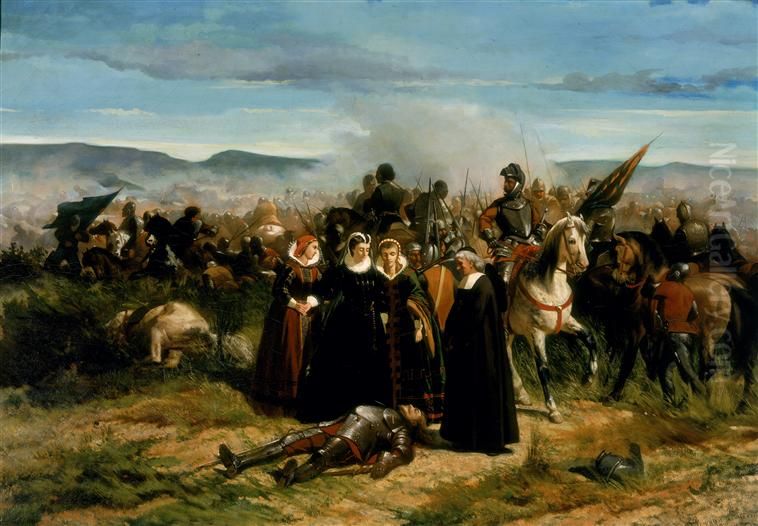 Mary Queen of Scots, at the Battle of Langside, fought on 13 May 1568 Oil Painting by Giovanni Fattori