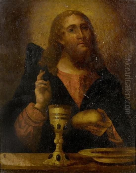 Christ Blessing Oil Painting by Giuseppe (Il Cremonese) Caletti