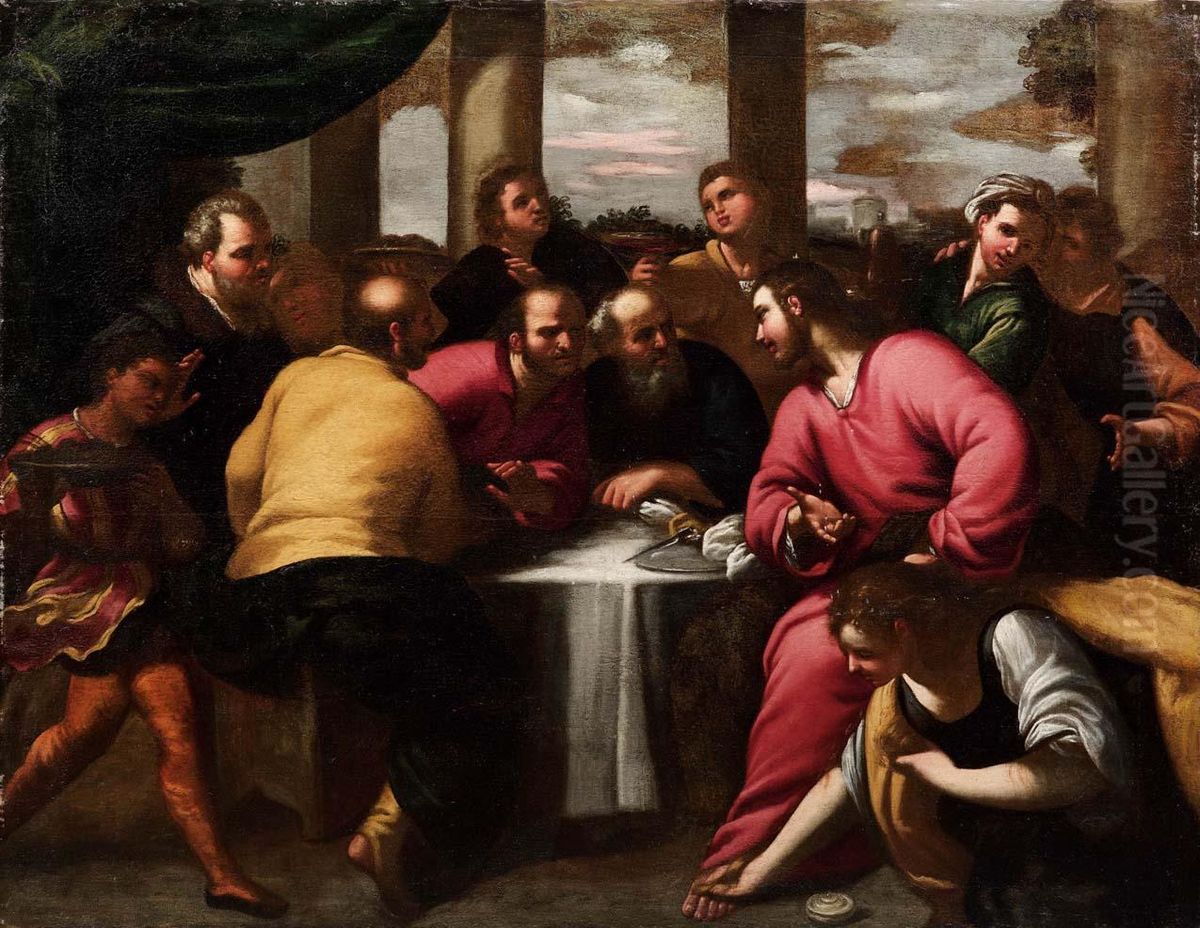 Cristo E La Maddalena Oil Painting by Giuseppe (Il Cremonese) Caletti