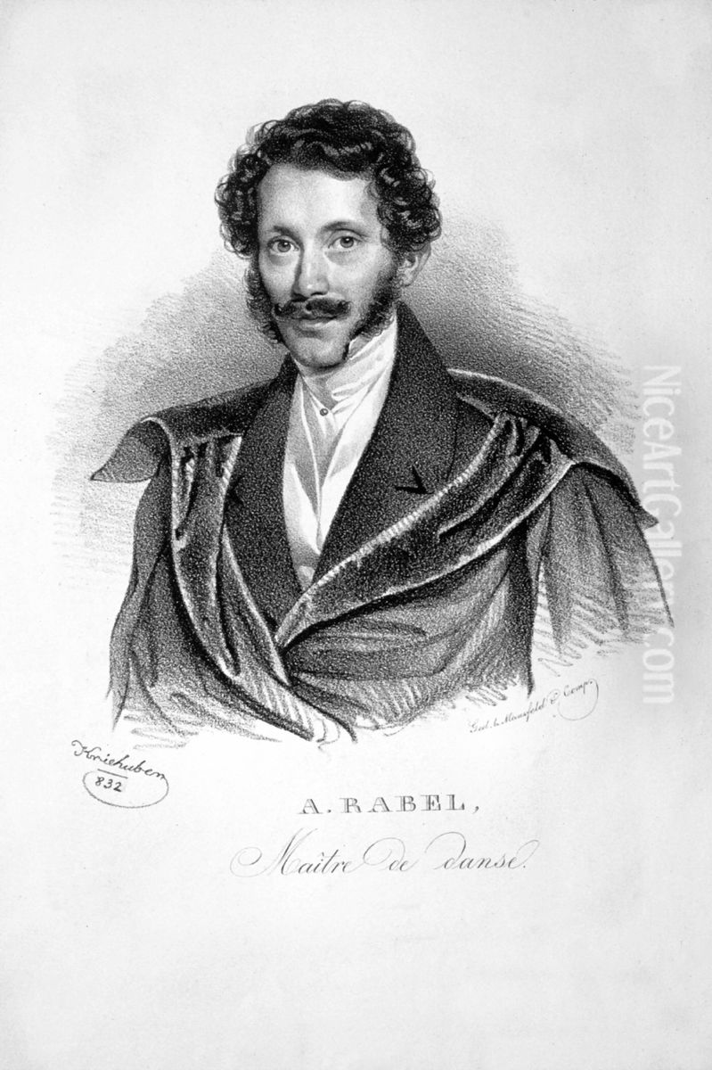 Adam Rabel (1800-1862), well-known dance teacher in Vienna Oil Painting by Josef Nikolaus Kriehuber