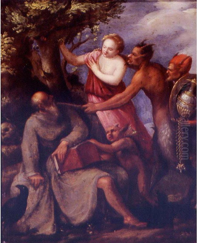 The Temptation Of Saint Anthony Oil Painting by Giuseppe (Il Cremonese) Caletti