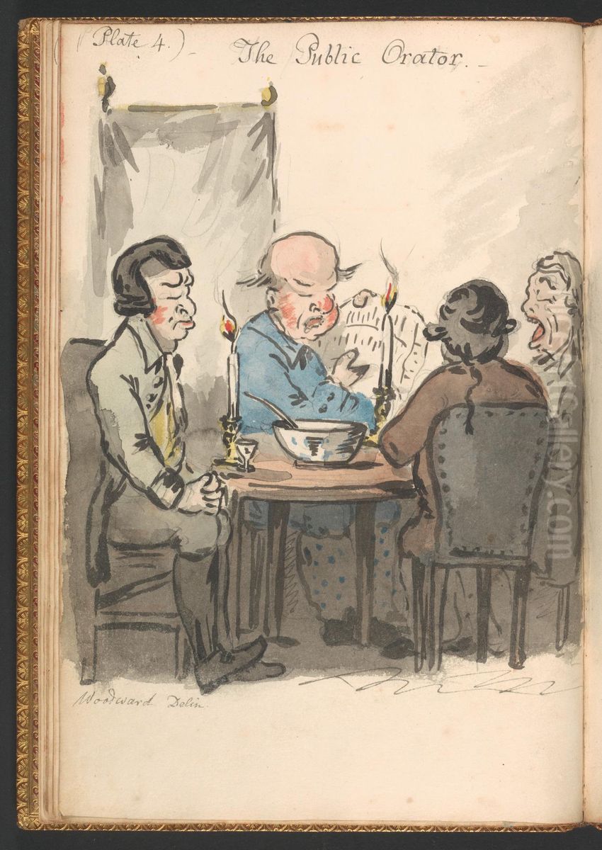 Coffee-House Characters, or Hints to the Readers of Newspapers Exemplified in Eight Characteristic Designs with Letter Press Elucidations to Each Plate Oil Painting by George Murgatroyd Woodward