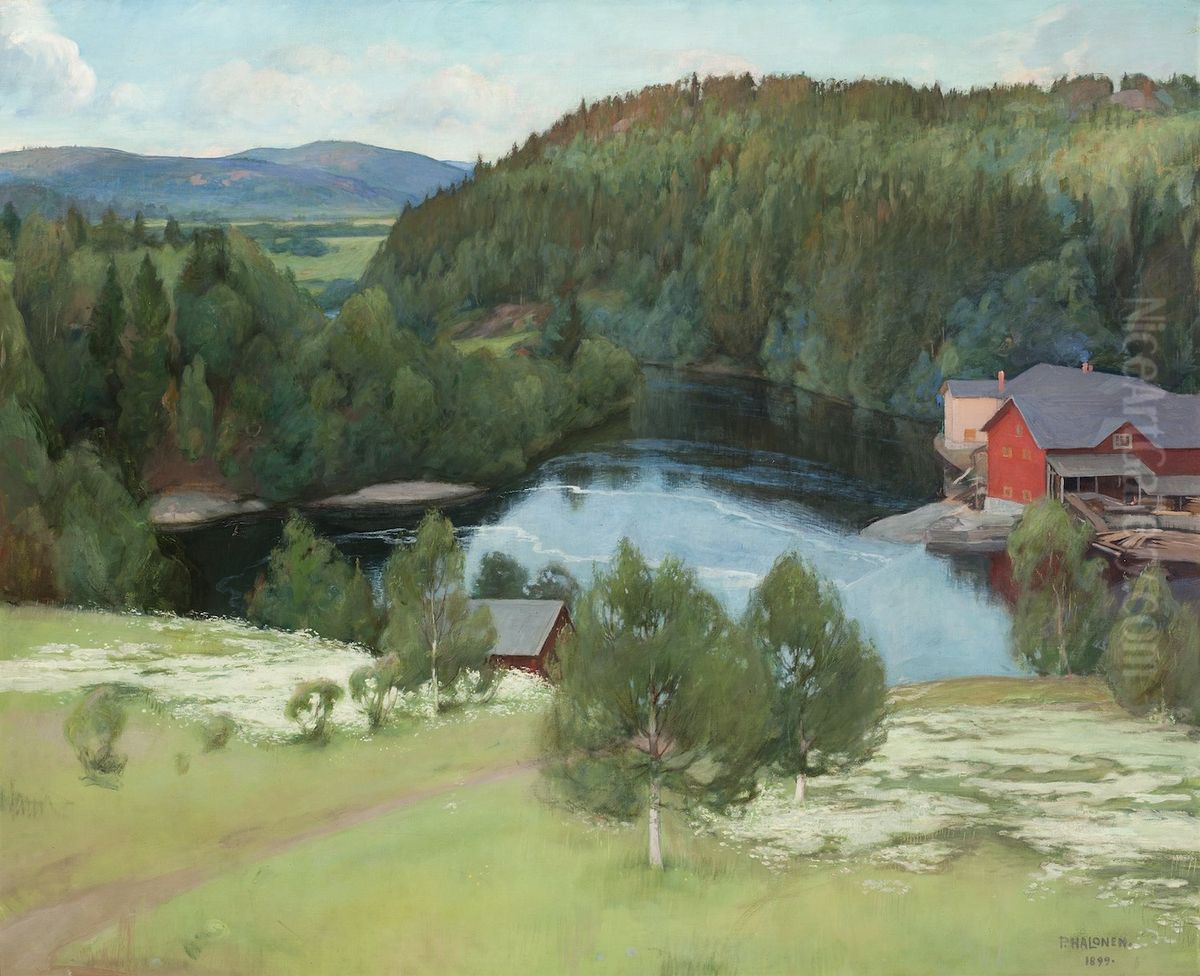 Myllykylan saha Oil Painting by Pekka Halonen