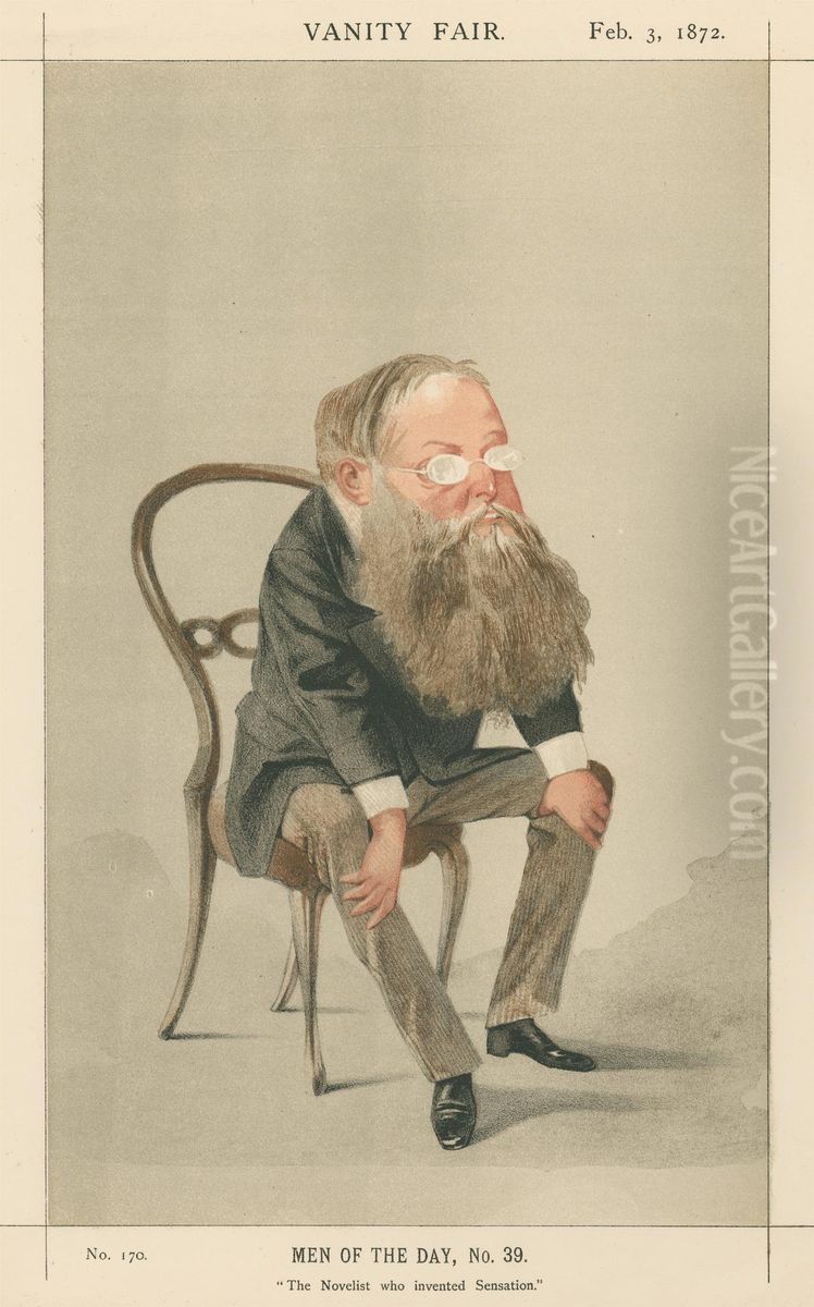 The Novelist who Invented Sensation, Wilkie Collins (Vanity Fair series) Oil Painting by Adriano Cecioni