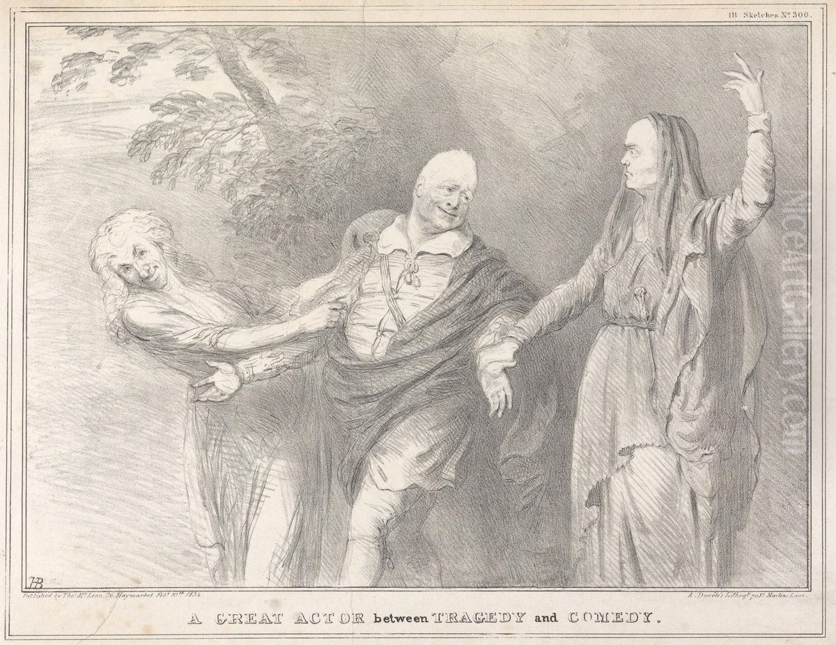 A Great Actor between Tragedy and Comedy Oil Painting by John (H.B.) Doyle