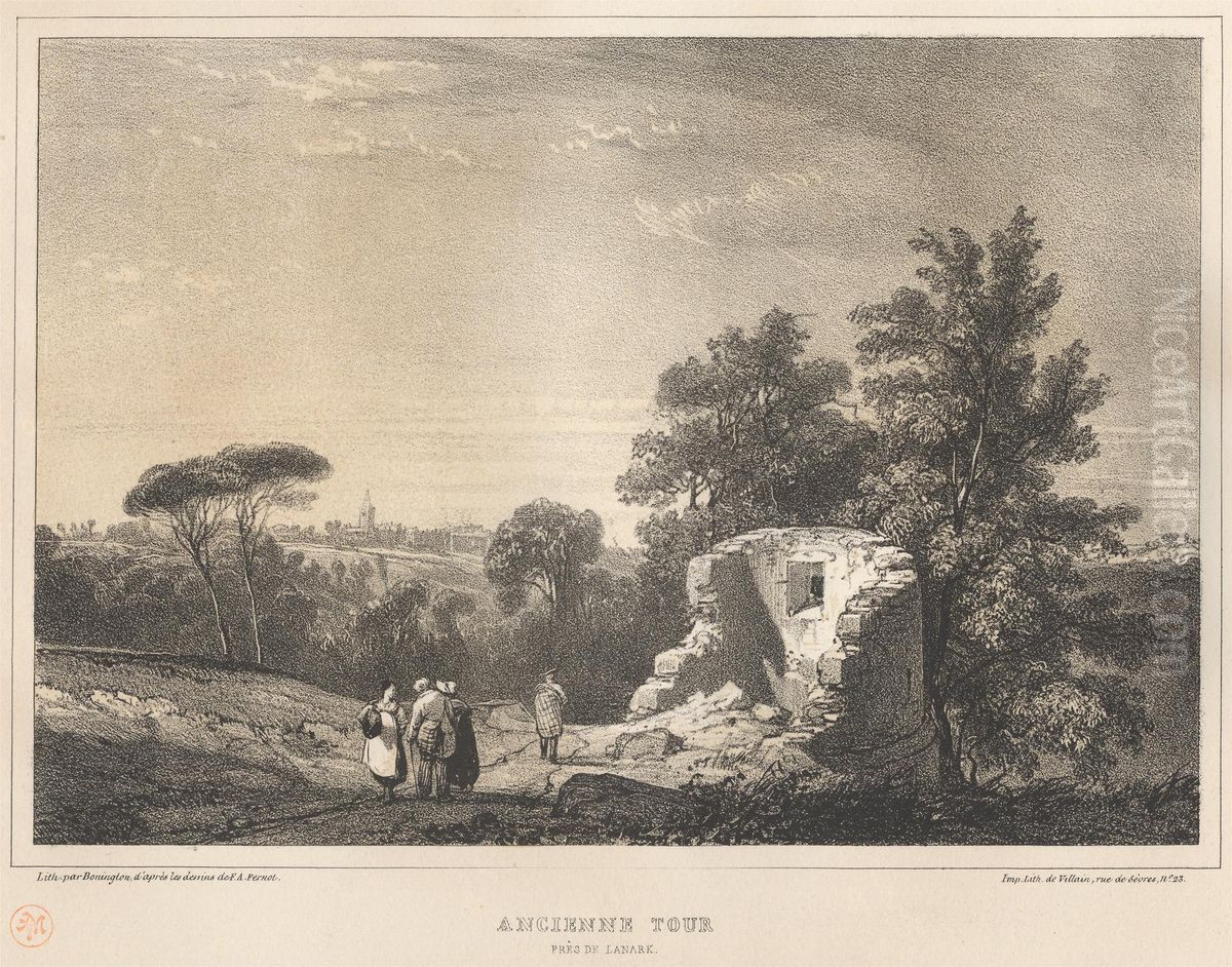 Ancienne Tour Pres de Lanark Oil Painting by Richard Parkes Bonington