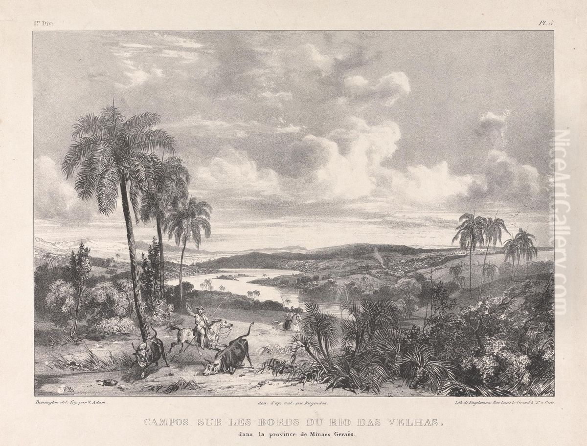 Campos sur les bords du Rio das Velhas Oil Painting by Richard Parkes Bonington