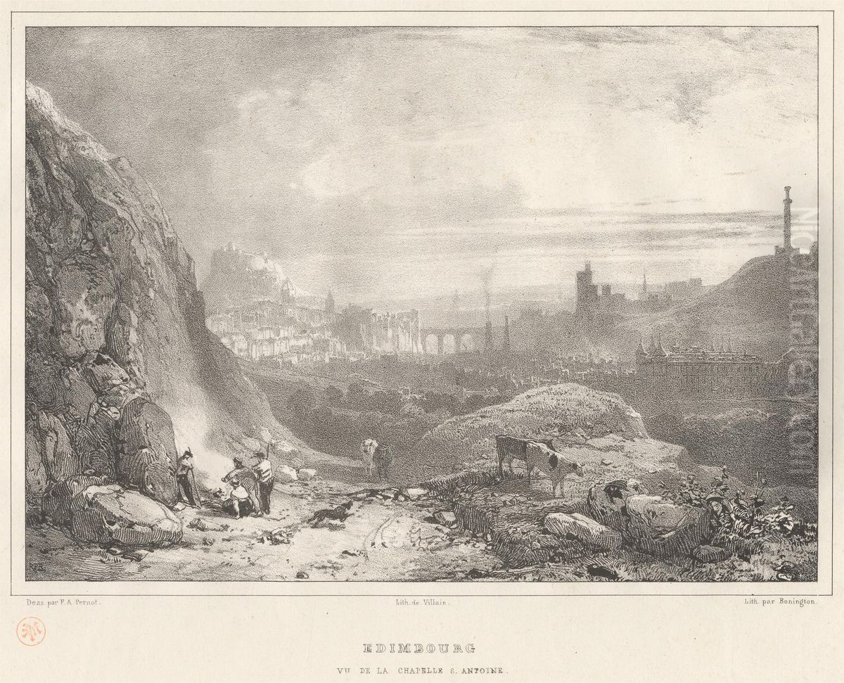 Edinbourgh vu de la Chapelle S. Antoine Oil Painting by Richard Parkes Bonington