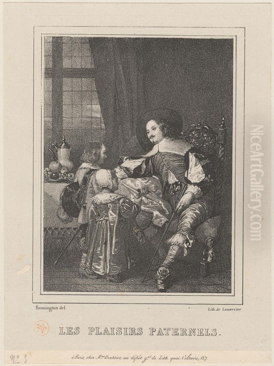 Les Plaisirs Paternels Oil Painting by Richard Parkes Bonington