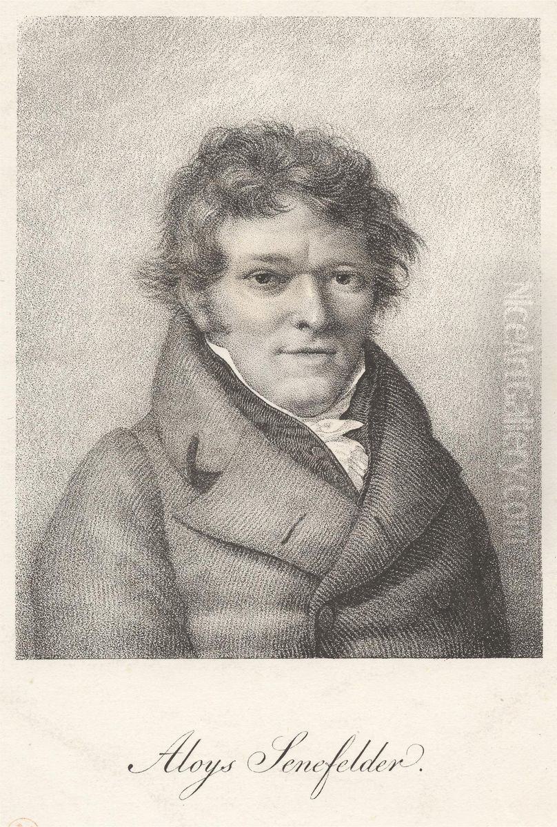 Aloys Senefelder Oil Painting by Godefroy Engelmann