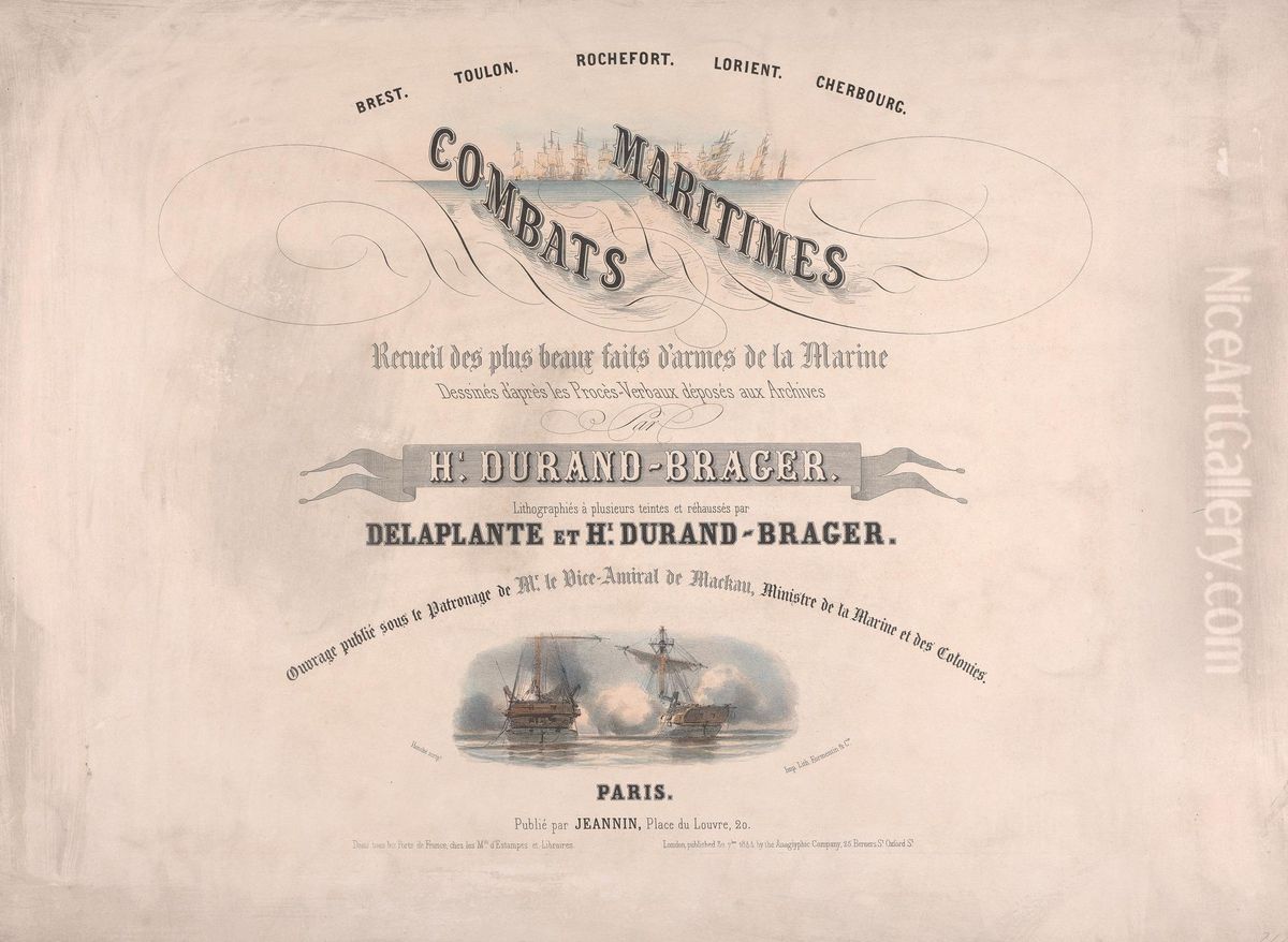 Combats Maritimes Oil Painting by Jean-Baptiste Henri Durand-Brager