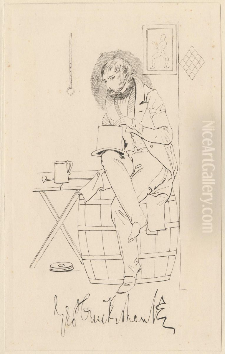 George Cruikshank, self-portrait Oil Painting by George Cruikshank I