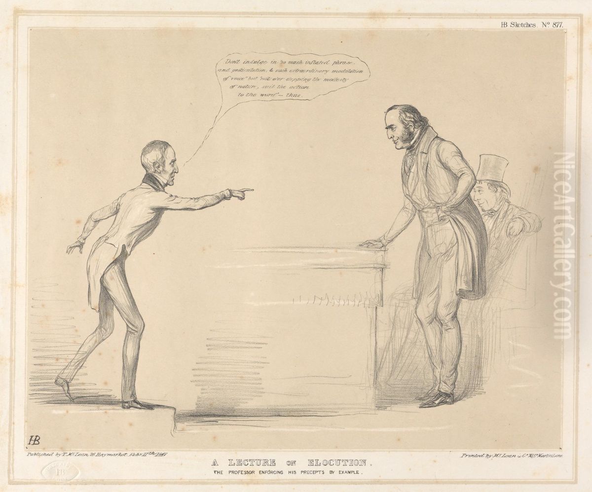 A Lecture on Elocution, the Professor Enforcing his Precepts by Example Oil Painting by John (H.B.) Doyle