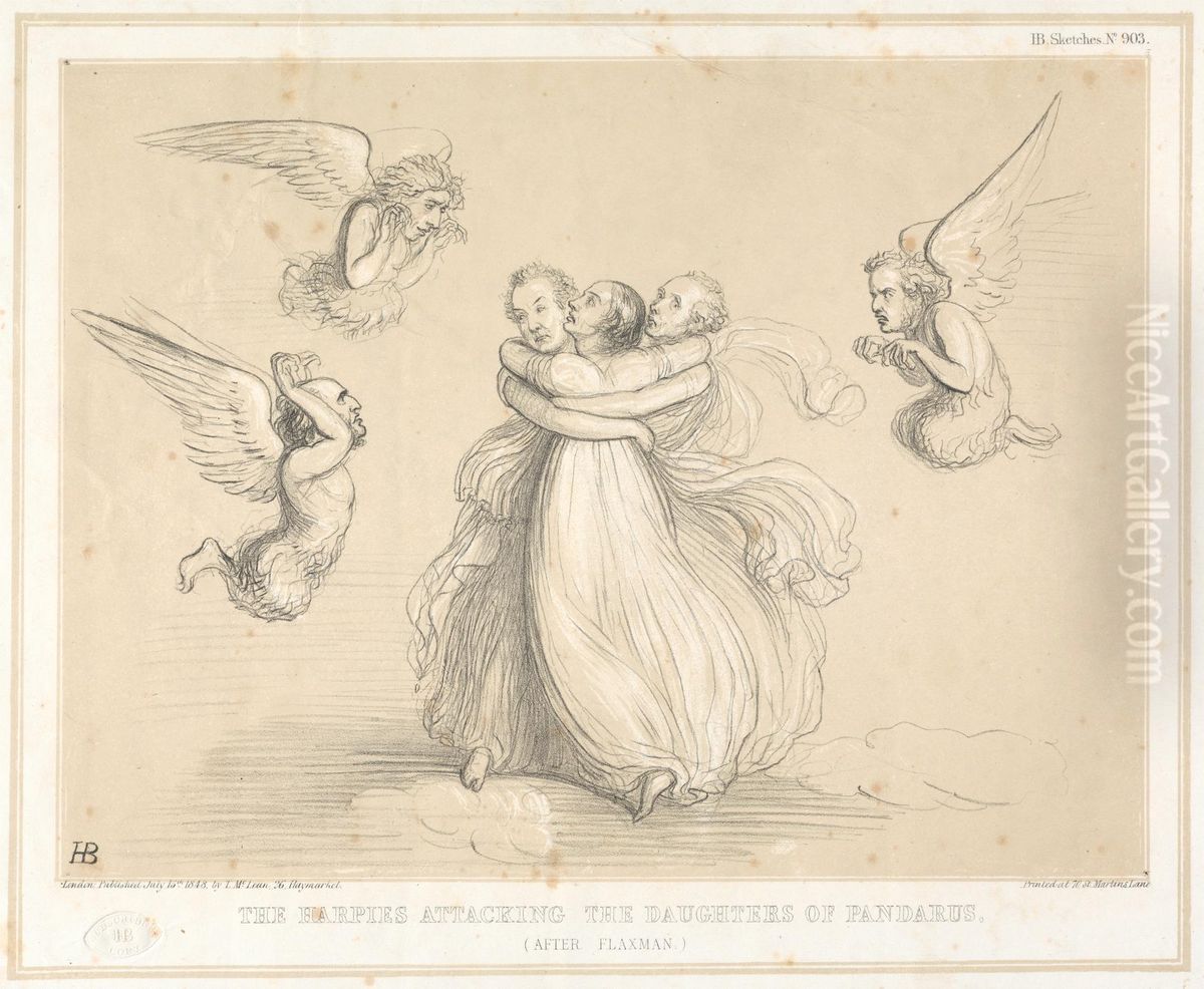 The Harpies Attacking the Daughters of Pandarus Oil Painting by John (H.B.) Doyle