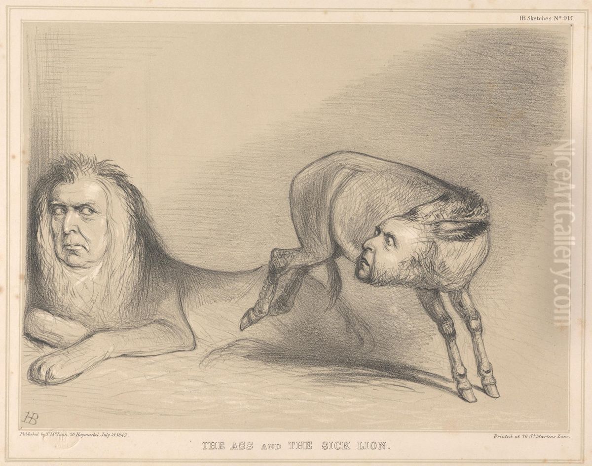 The Ass and the Sick Lion Oil Painting by John (H.B.) Doyle
