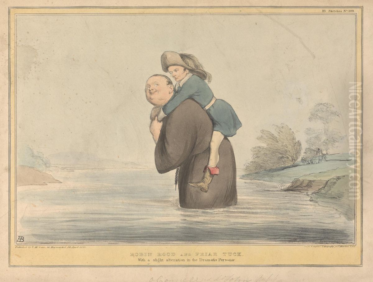 Robin Hood and Friar Tuck, with a Slight Alteration in the Dramatis Personae Oil Painting by John (H.B.) Doyle