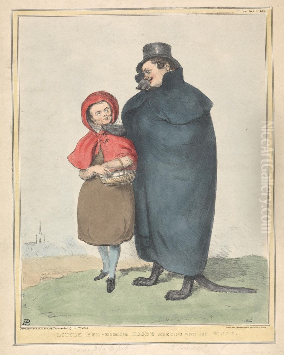 Little Red-Riding Hood's Meeting with the Wolf Oil Painting by John (H.B.) Doyle