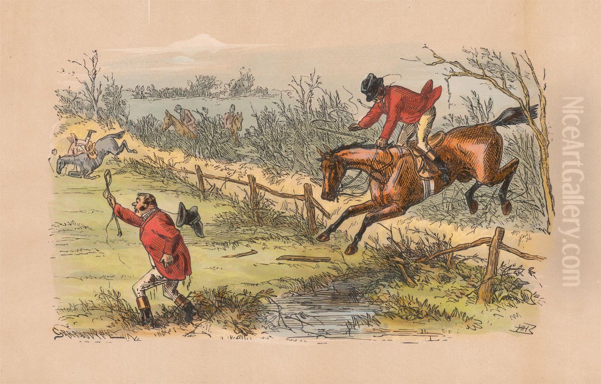 No. 9. The fences are very blind just now - and the riders too, occasionally Oil Painting by Hablot Knight Browne