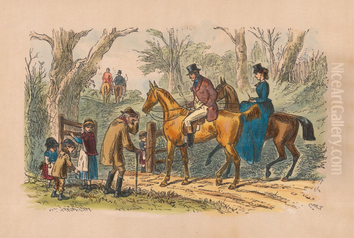 No. 12. The Squire's Christmas Tip Oil Painting by Hablot Knight Browne