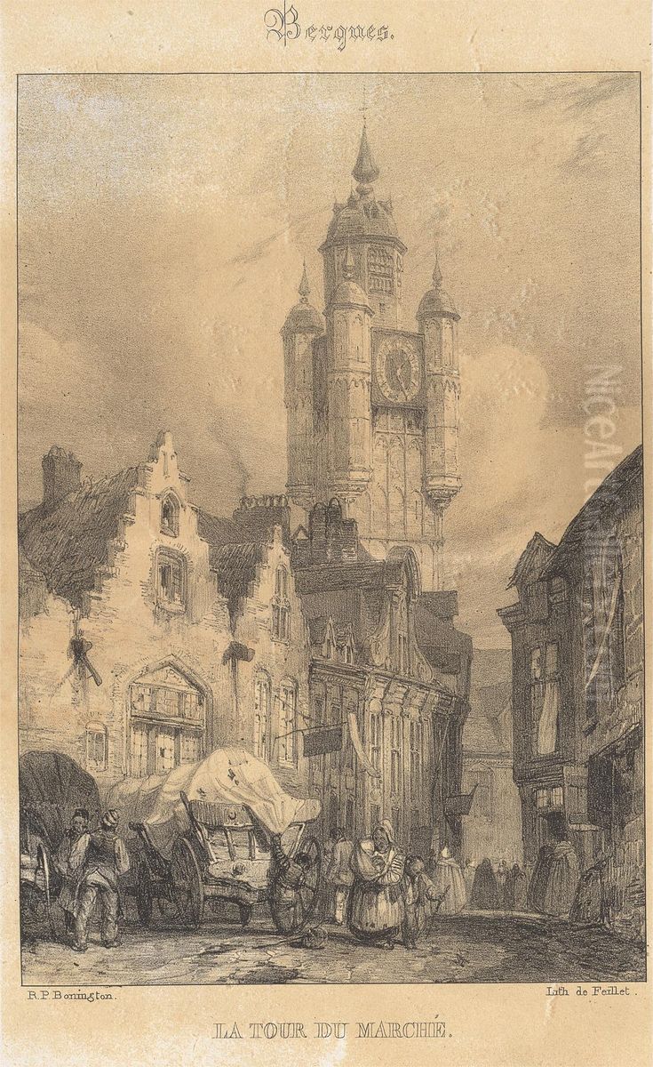 Bergues - La Tour du March, Oil Painting by Richard Parkes Bonington