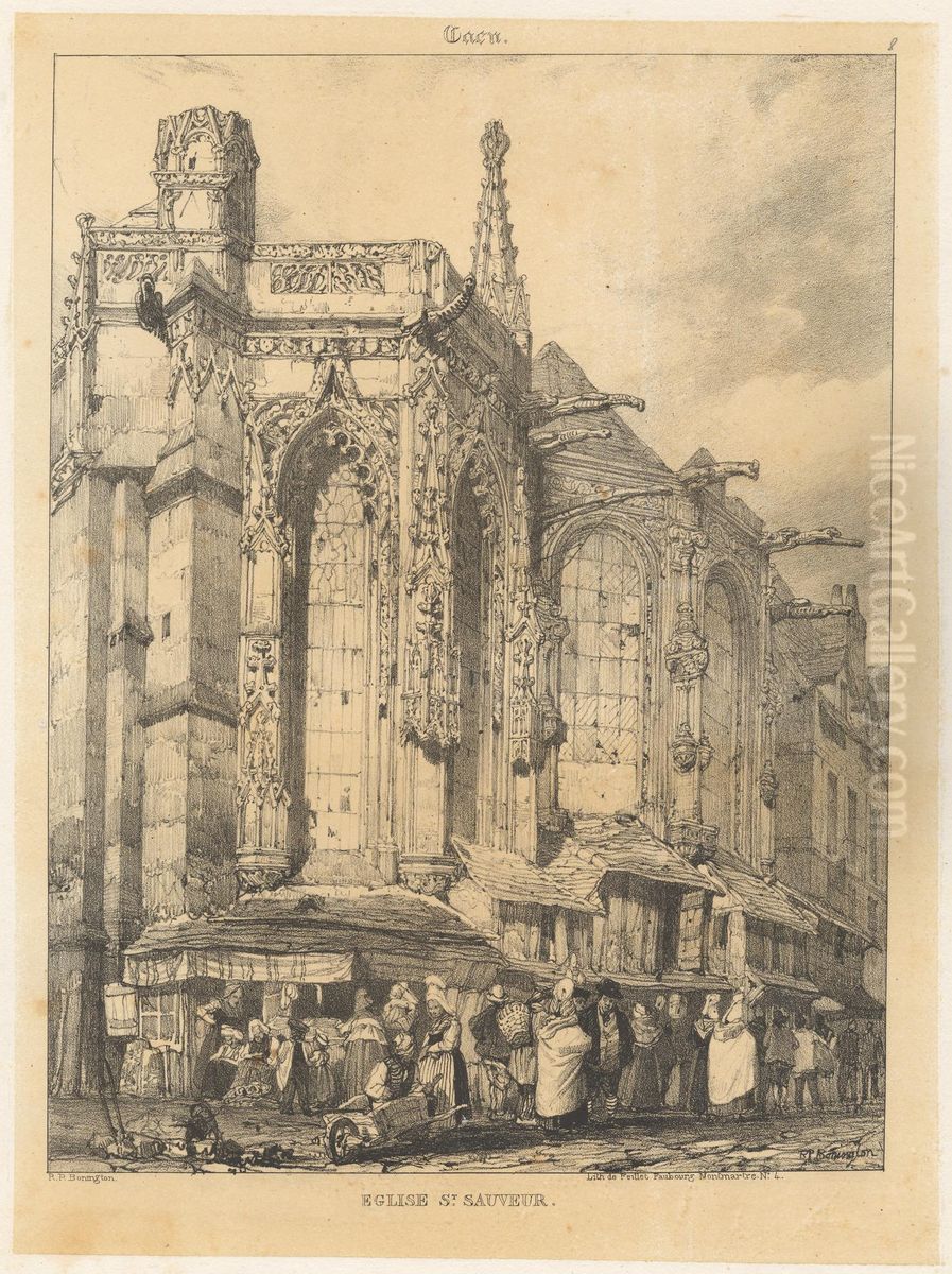 Caen - Eglise Saint-Sauveur Oil Painting by Richard Parkes Bonington