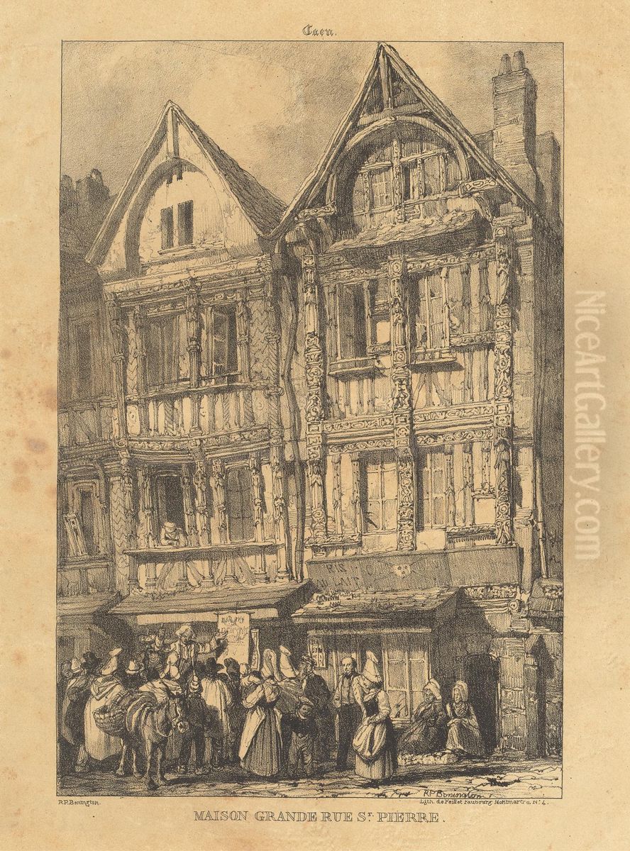 Caen - Maison Grande Rue Saint-Pierre Oil Painting by Richard Parkes Bonington