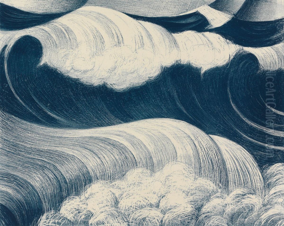 The Wave Oil Painting by C. R. W. Nevinson