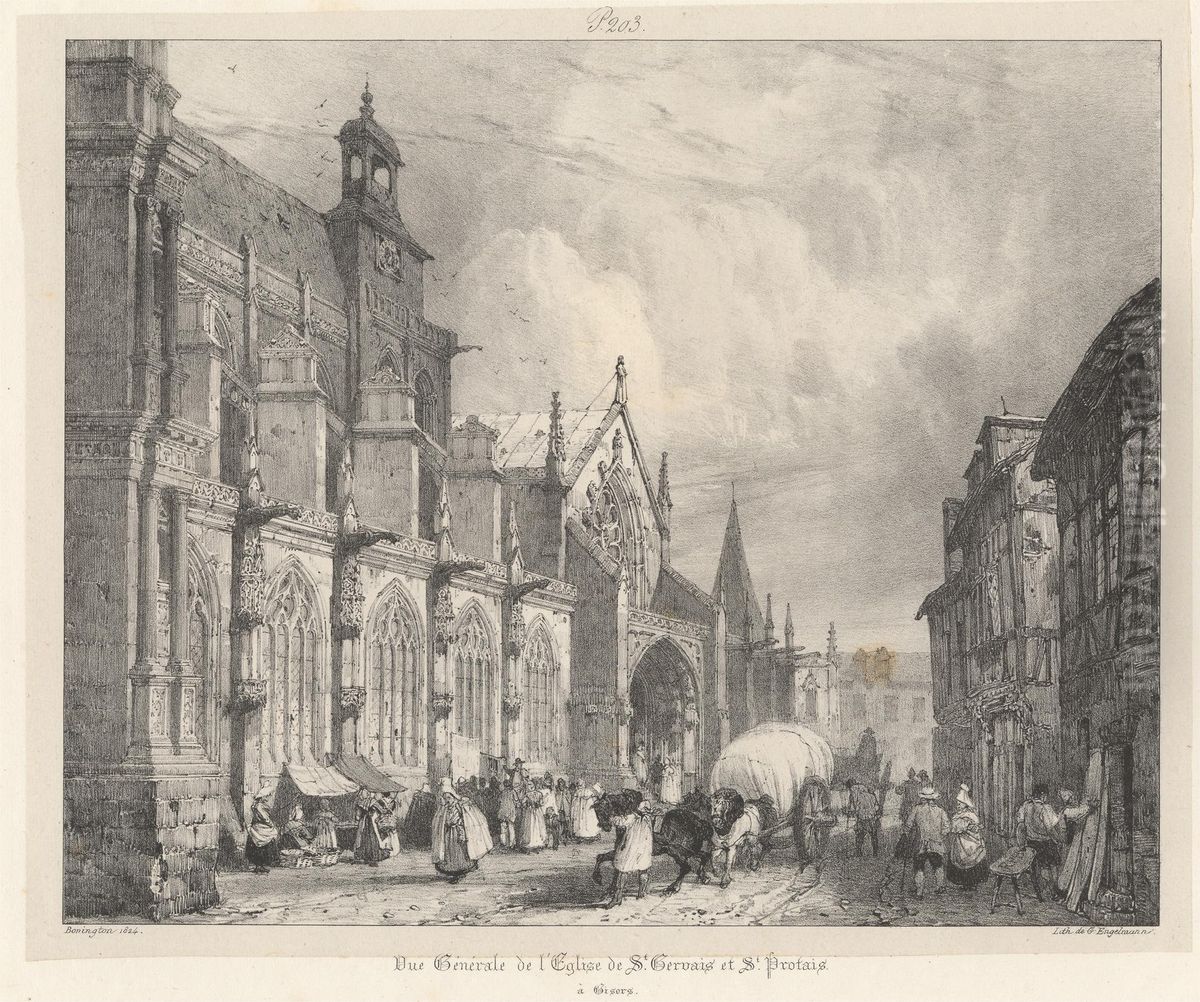 L'Eglise de St. Gervais et St. Protais Oil Painting by Richard Parkes Bonington