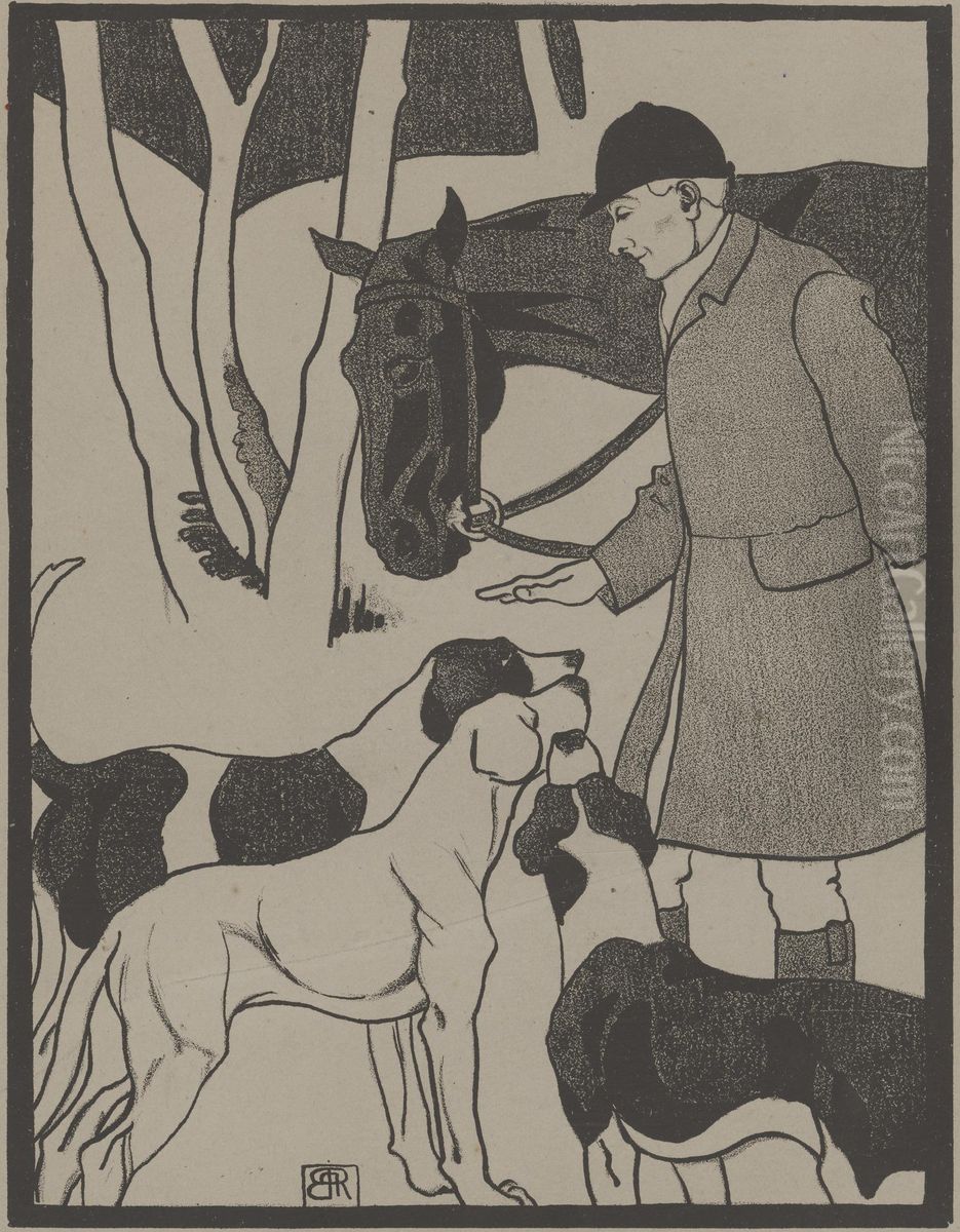 Huntsman and Hounds Oil Painting by Robert Bevan