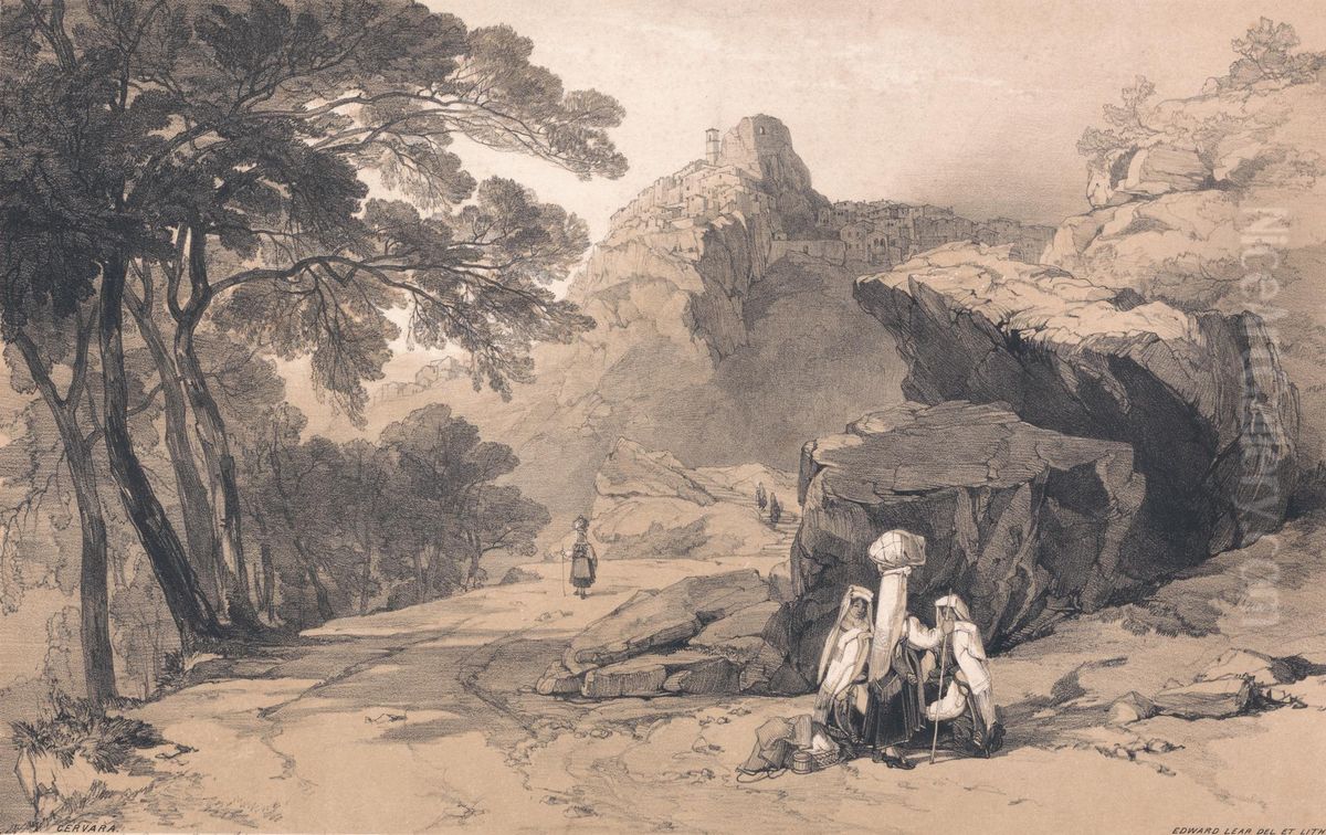 Cervara Oil Painting by Edward Lear