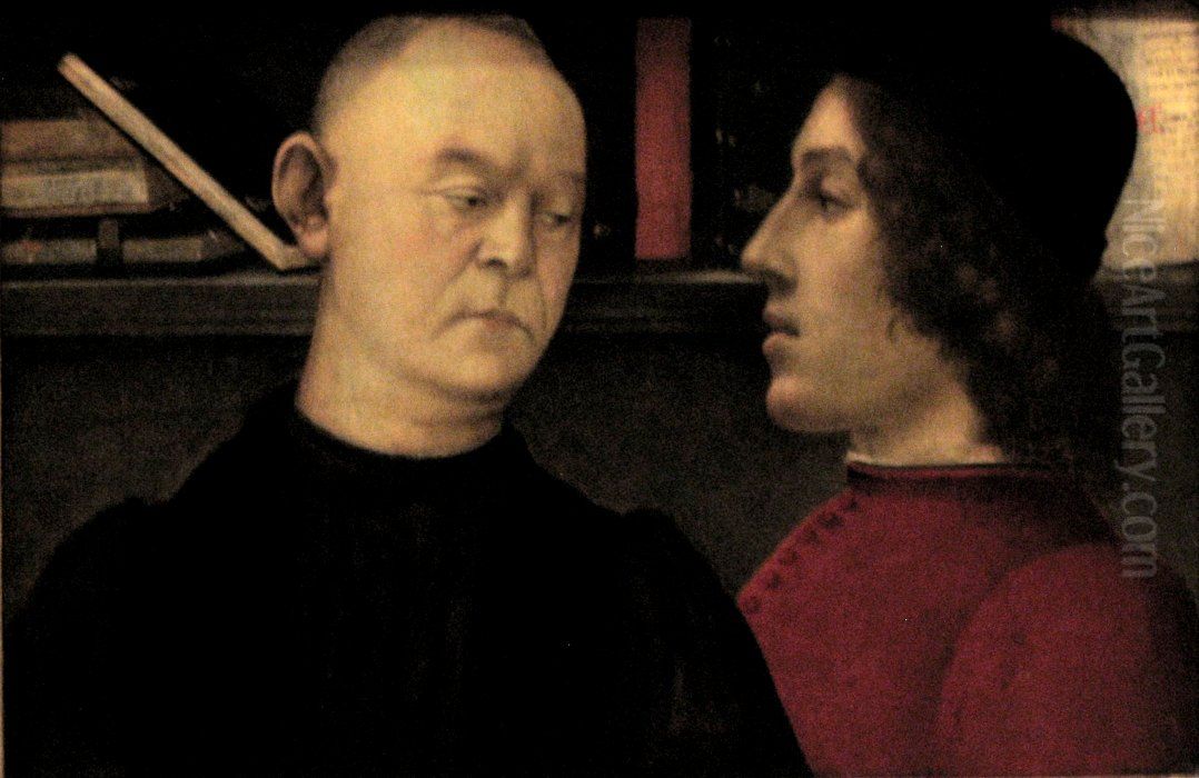 Double portrait of Piero del Pugliese and Filippino Lippi Oil Painting by Filippino Lippi