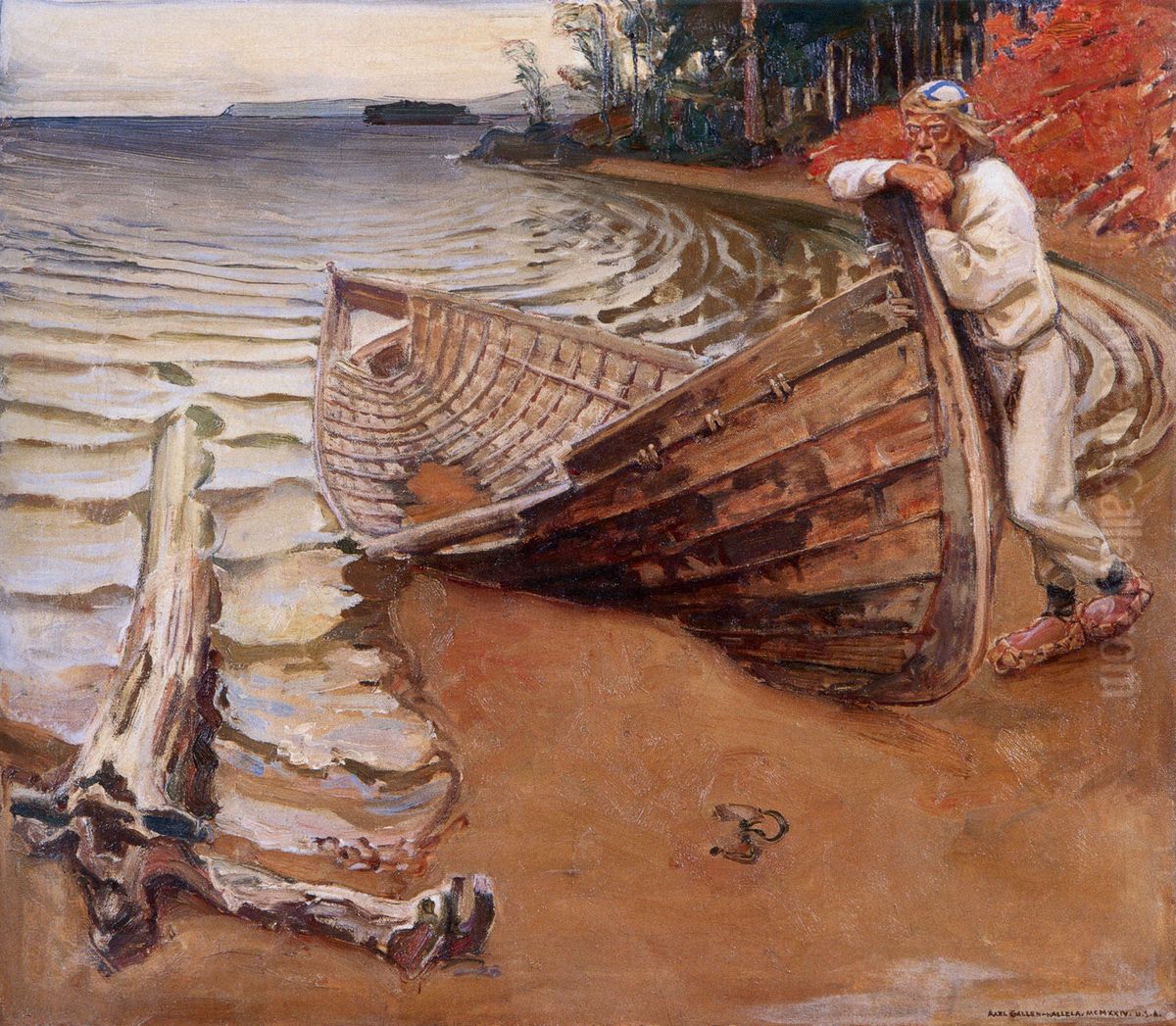 The Lamenting Boat (1924) Oil Painting by Akseli Valdemar Gallen-Kallela
