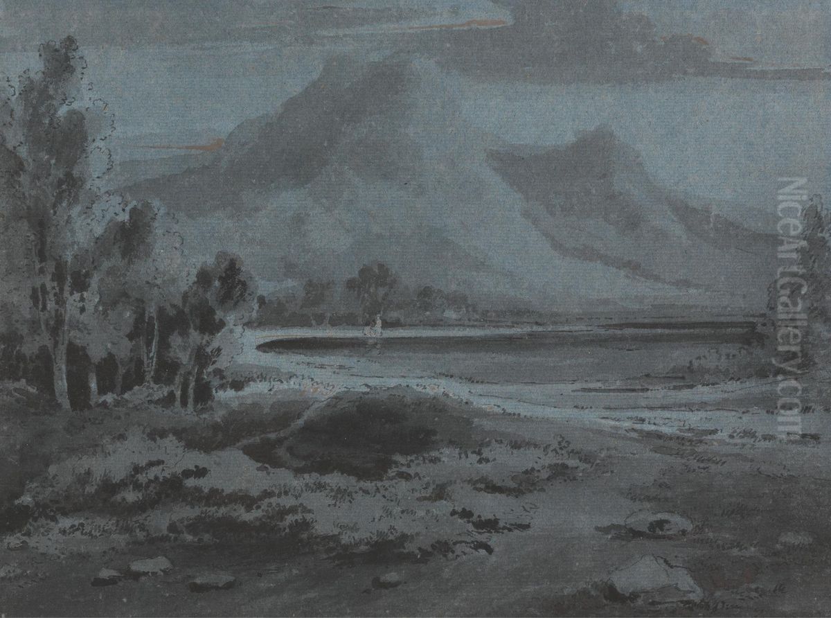 Welsh Landscape Oil Painting by Sir George Beaumont, 7th Baronet