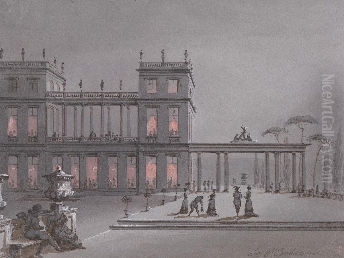 Figures on Terrace of a Palazzo Oil Painting by Cockburn, James Pattison