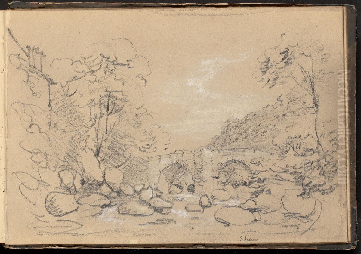 Shaw (View of a bridge) Oil Painting by William Brockedon