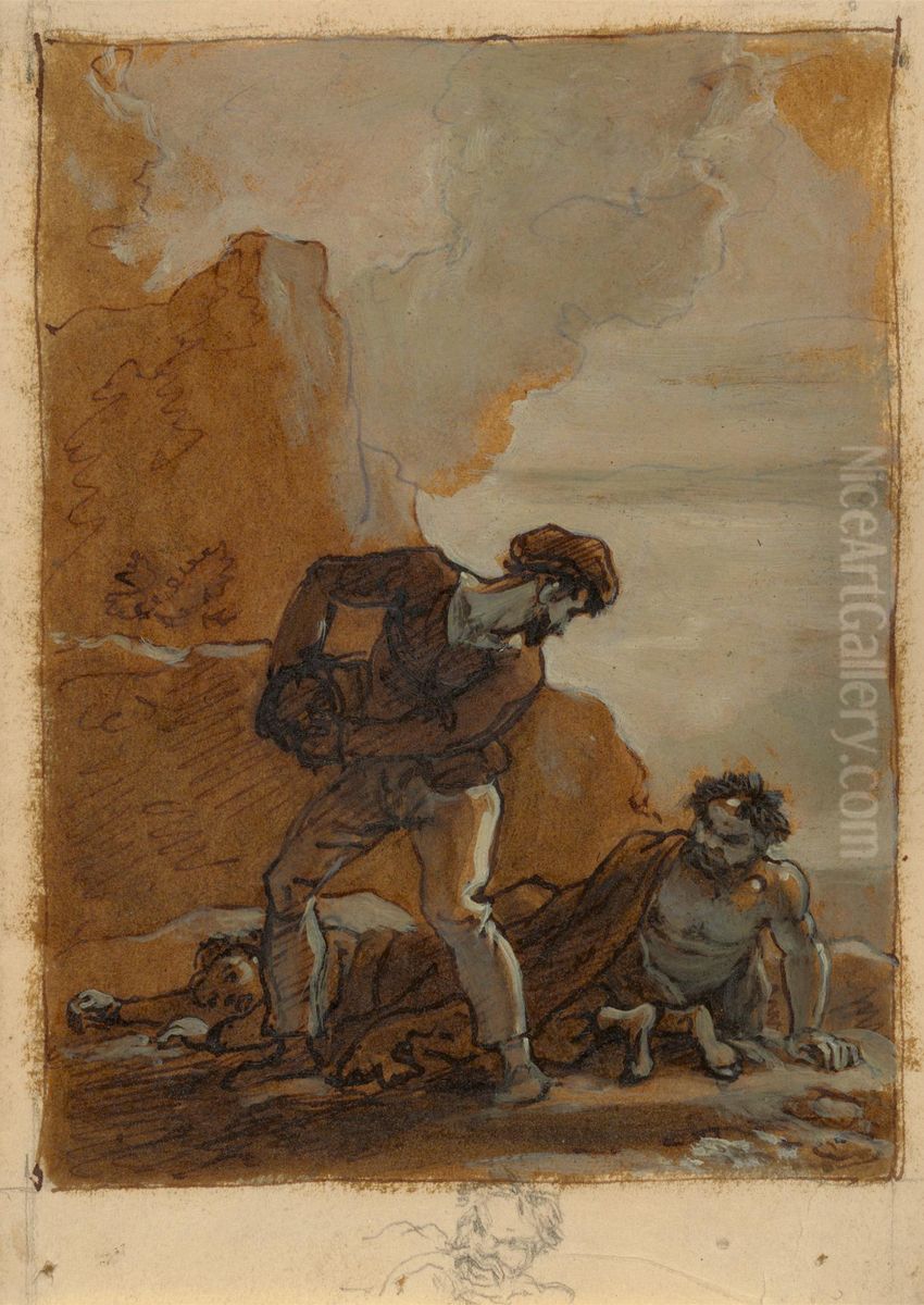 Stephano and Trinculo with Caliban Oil Painting by Robert Smirke