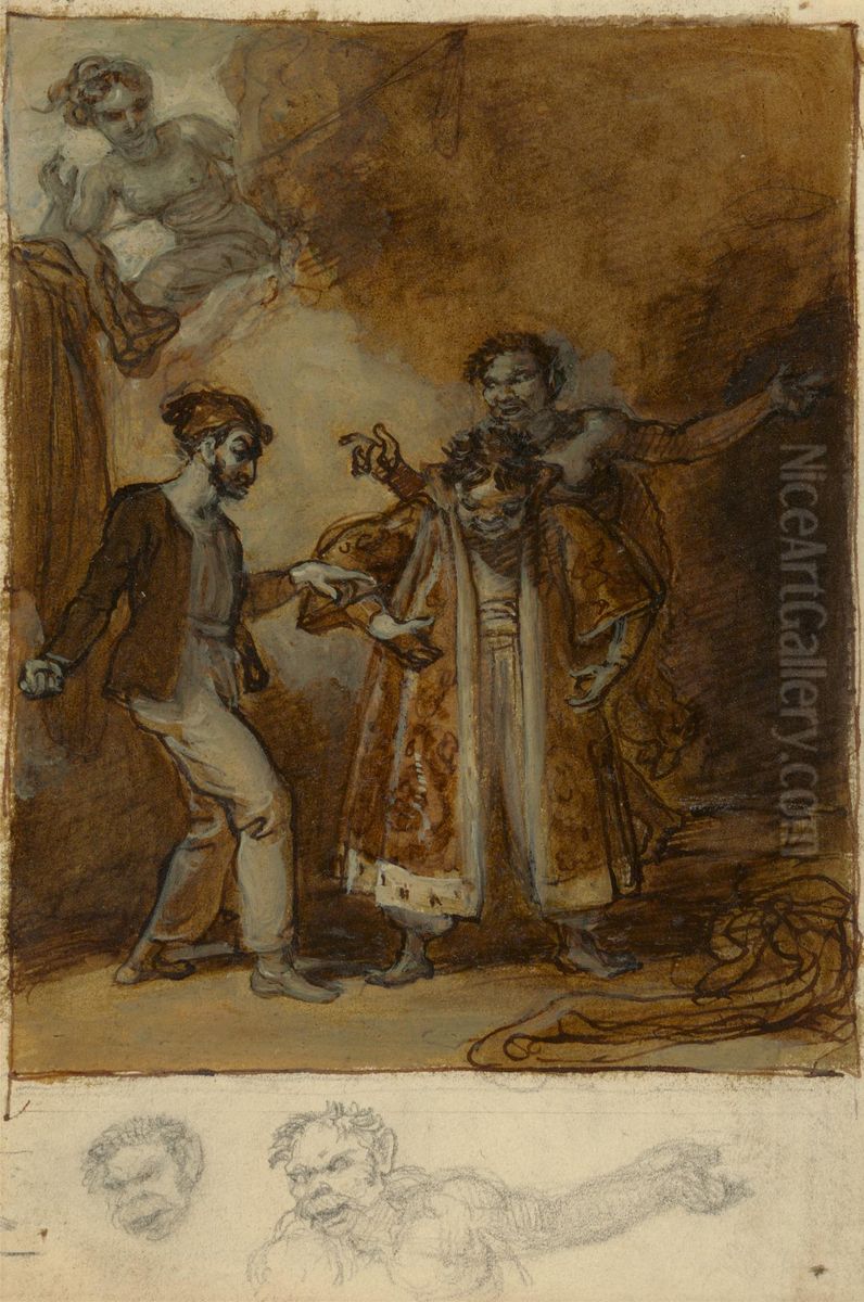 Stephano, Trinculo and Caliban with Prospero's Magic Wardrobe Oil Painting by Robert Smirke