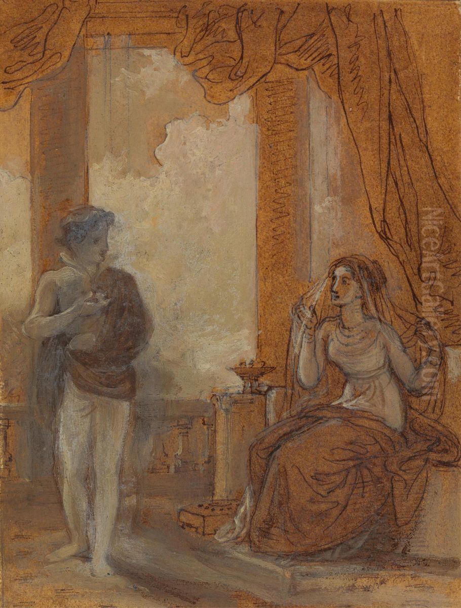 Viola and Olivia Oil Painting by Robert Smirke