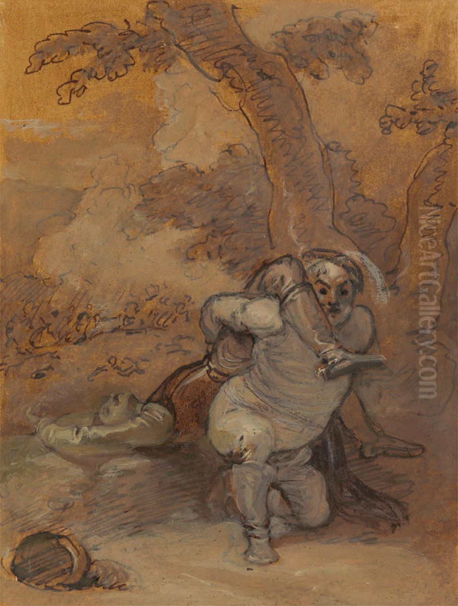 Falstaff Dragging the Body of Hotspur Oil Painting by Robert Smirke