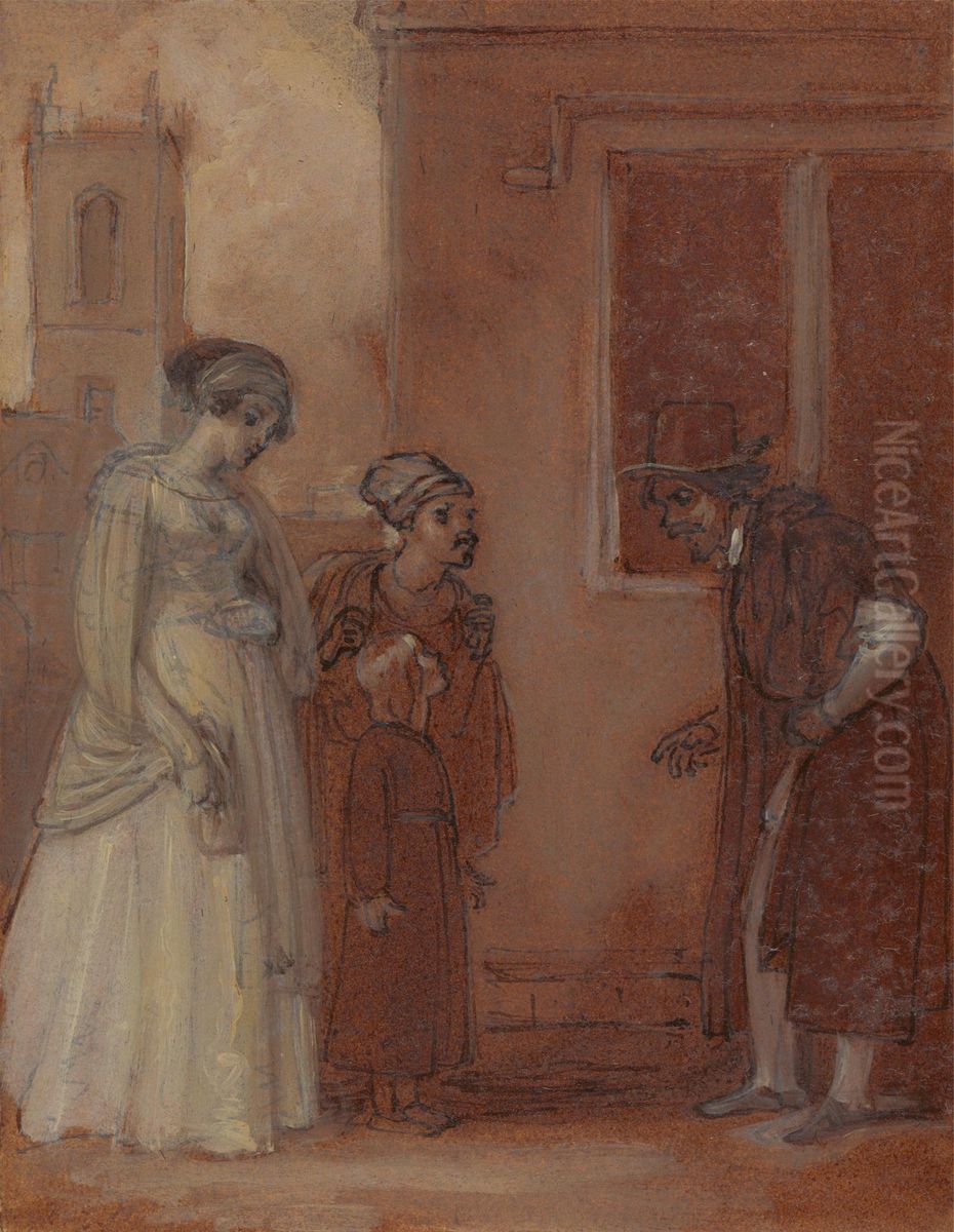 Master William Page and Sir Hugh Evans Oil Painting by Robert Smirke