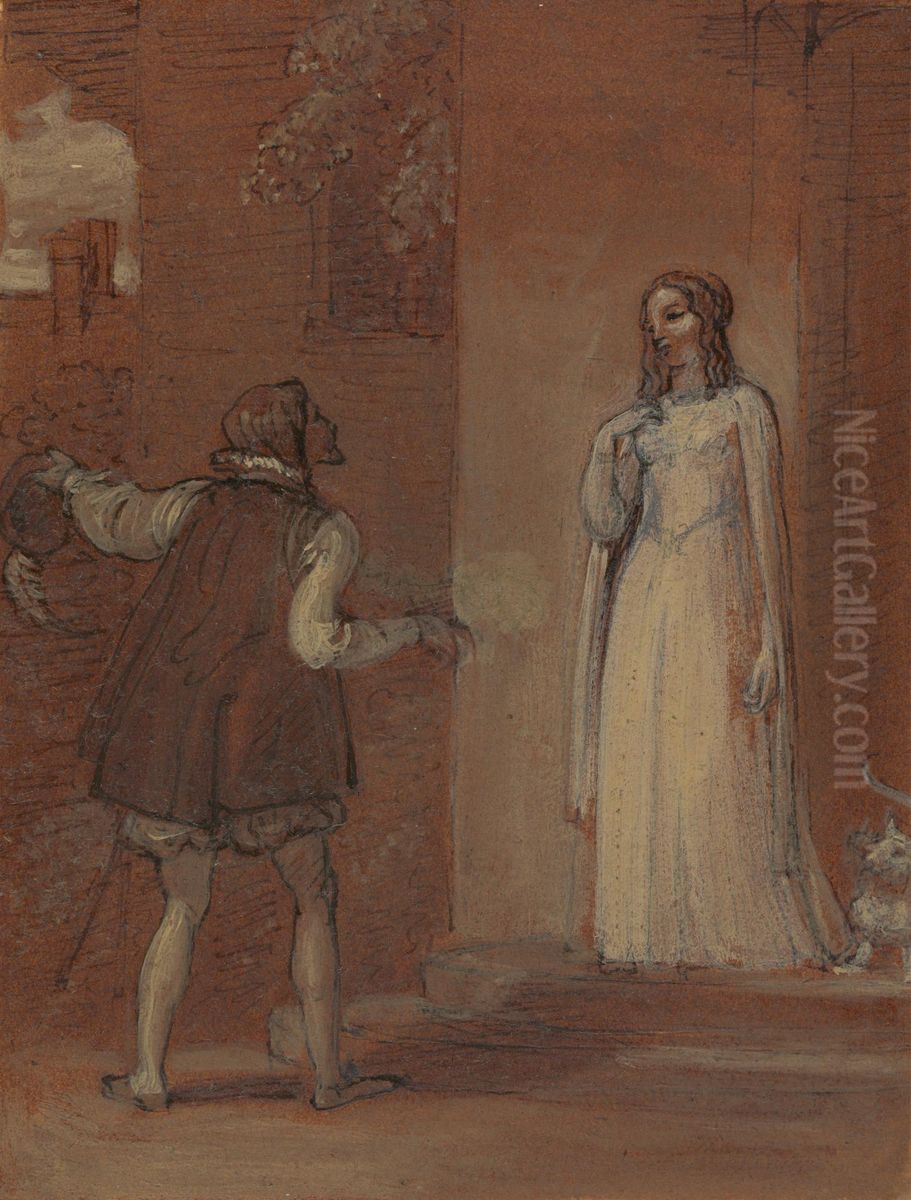 Anne Page and Slender Oil Painting by Robert Smirke