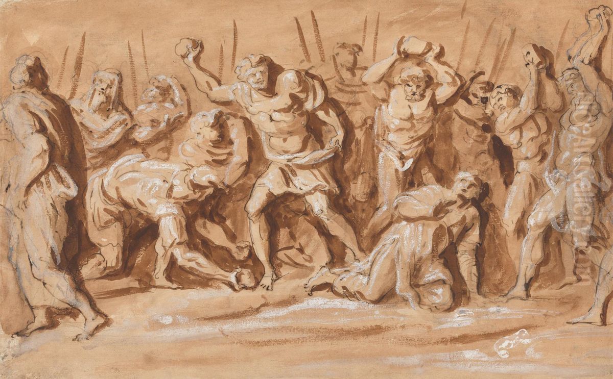 The Stoning of St. Stephen Oil Painting by John Michael Rysbrack