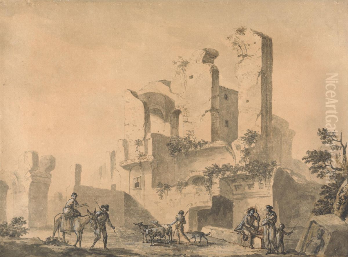 Ruins in Rome Oil Painting by William Hamilton