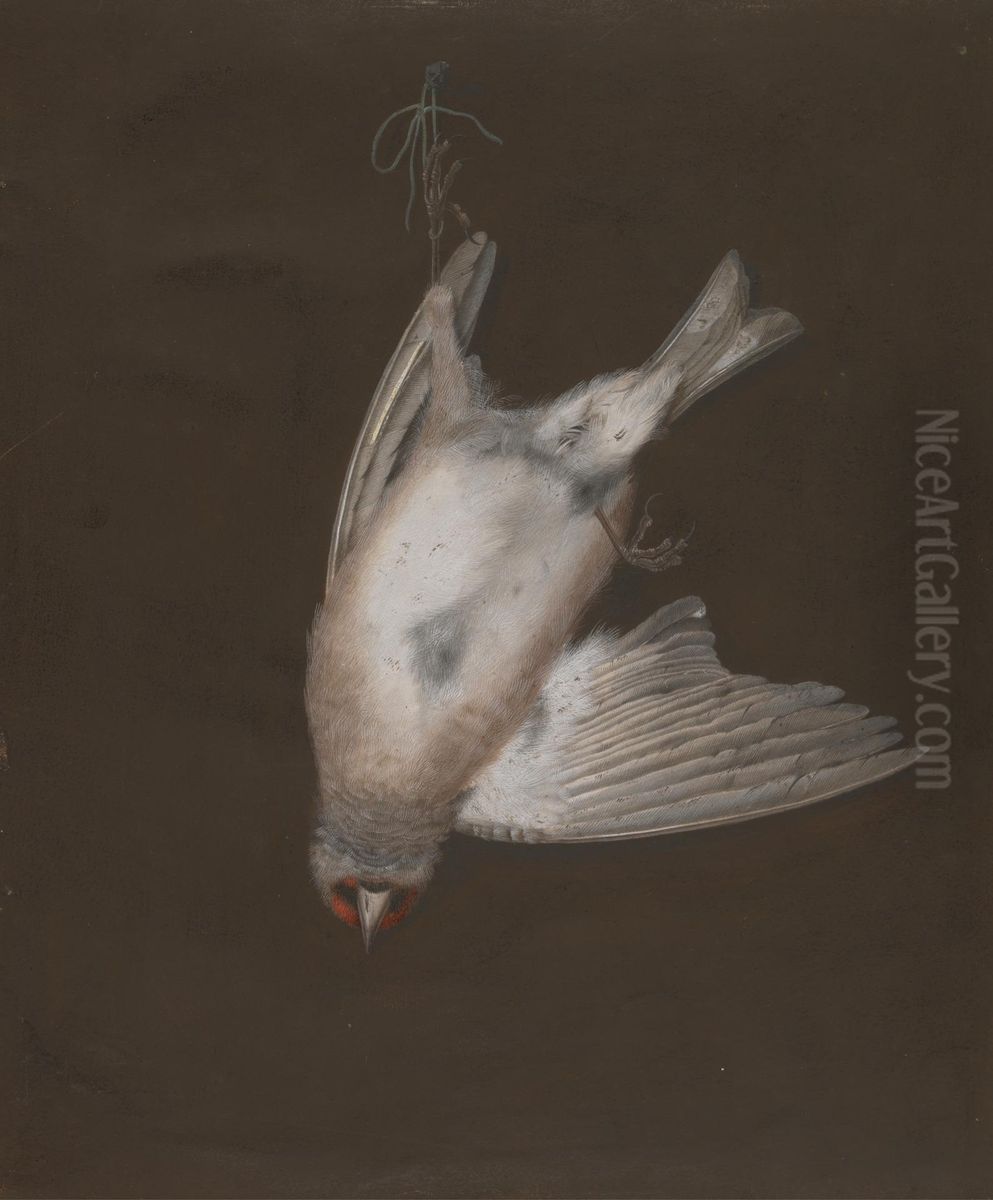 A European Goldfinch in a Snare Oil Painting by Peter Browne