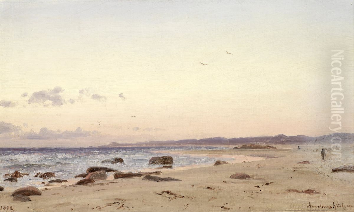 Aftenstemning Oil Painting by Amaldus Nielsen