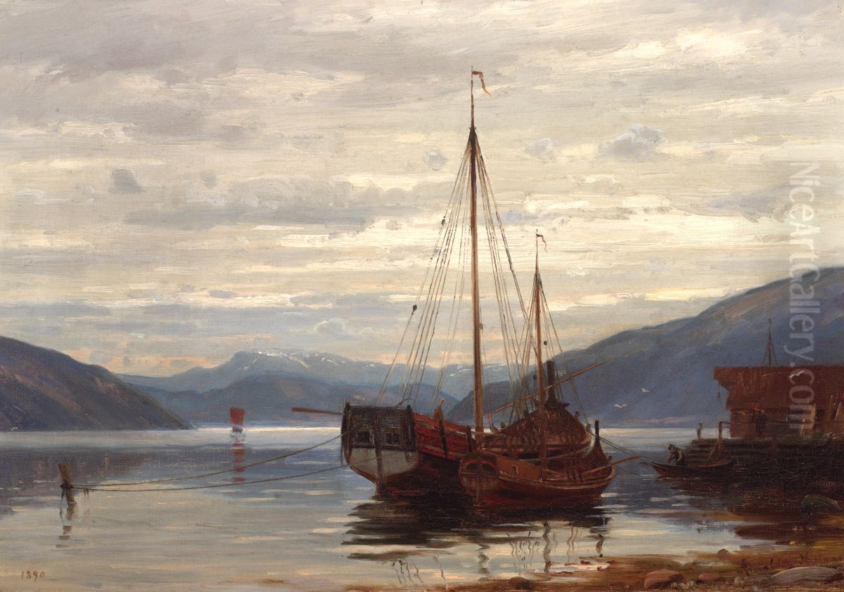 Parti fra Balestrand Oil Painting by Amaldus Nielsen